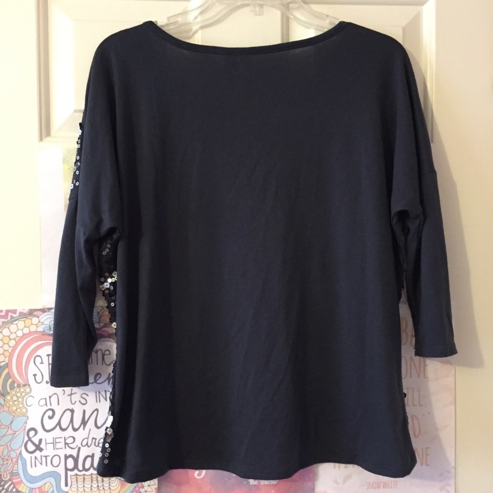 Sequin Long Sleeve Slouchy Shirt - Picture 3 of 8